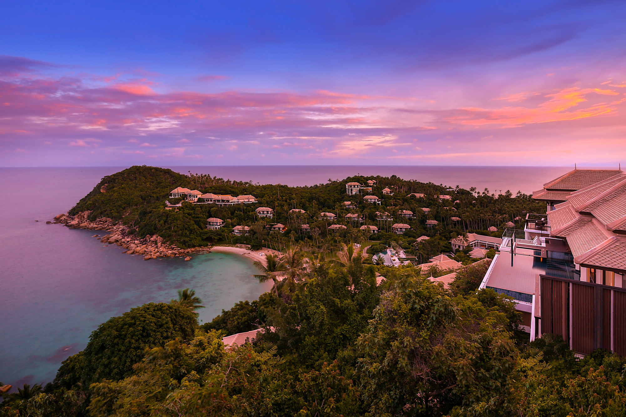 Sunset Aerial View of Banyan Tree Samui